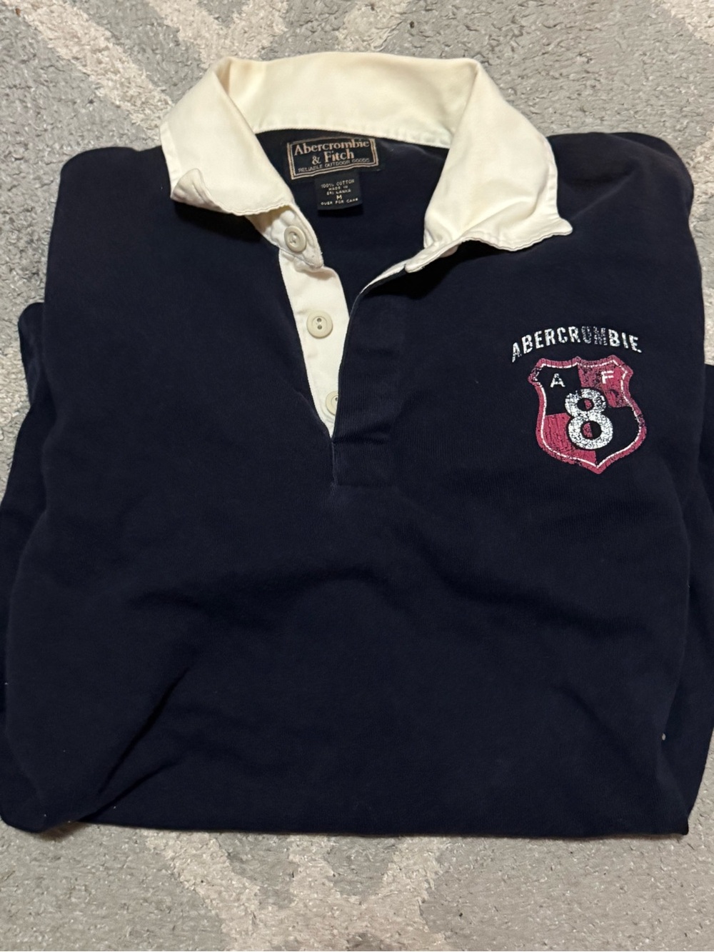Abercrombie & Fitch Navy Tee with Pink and White Crest